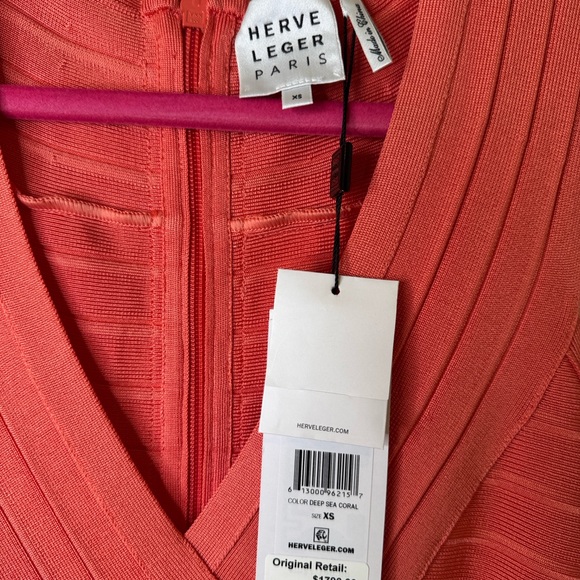 Herve Leger Vibrant Orange Midi Dress - Picture 4 of 5